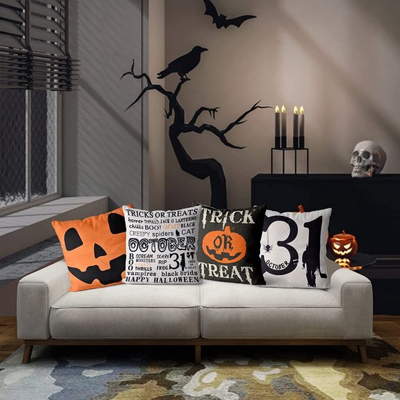 New 4pcs Pack 18"x18" Halloween Decorative Throw Pillow Cases - Picture 9 of 9